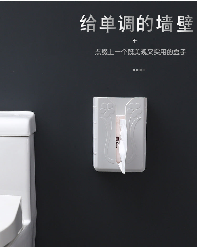 2020 Tissue Box Self Adhesive Tissue Box Napkin Holder Wall Mounted Garbage Bag Dispenser Rack Storage