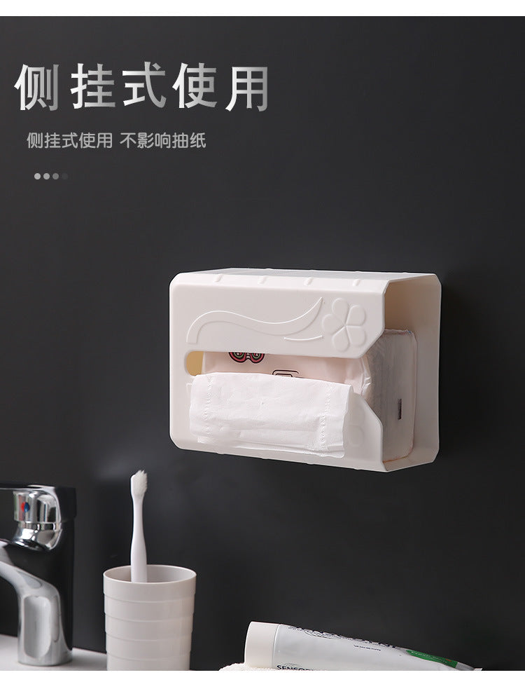 2020 Tissue Box Self Adhesive Tissue Box Napkin Holder Wall Mounted Garbage Bag Dispenser Rack Storage