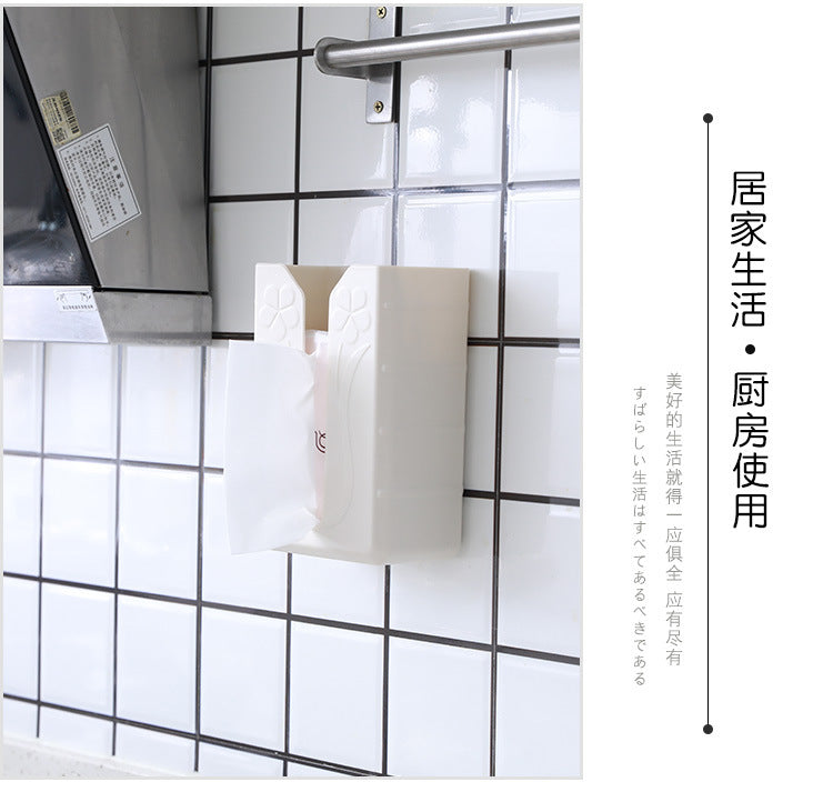 2020 Tissue Box Self Adhesive Tissue Box Napkin Holder Wall Mounted Garbage Bag Dispenser Rack Storage
