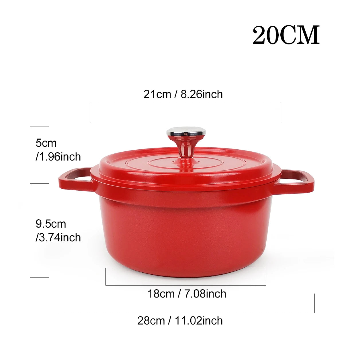 Red Stock Pot Enameled Cast Aluminum Dutch Oven for Bread Baking Soup with Lid Non-stick Braising Earthenware Pots Cookware