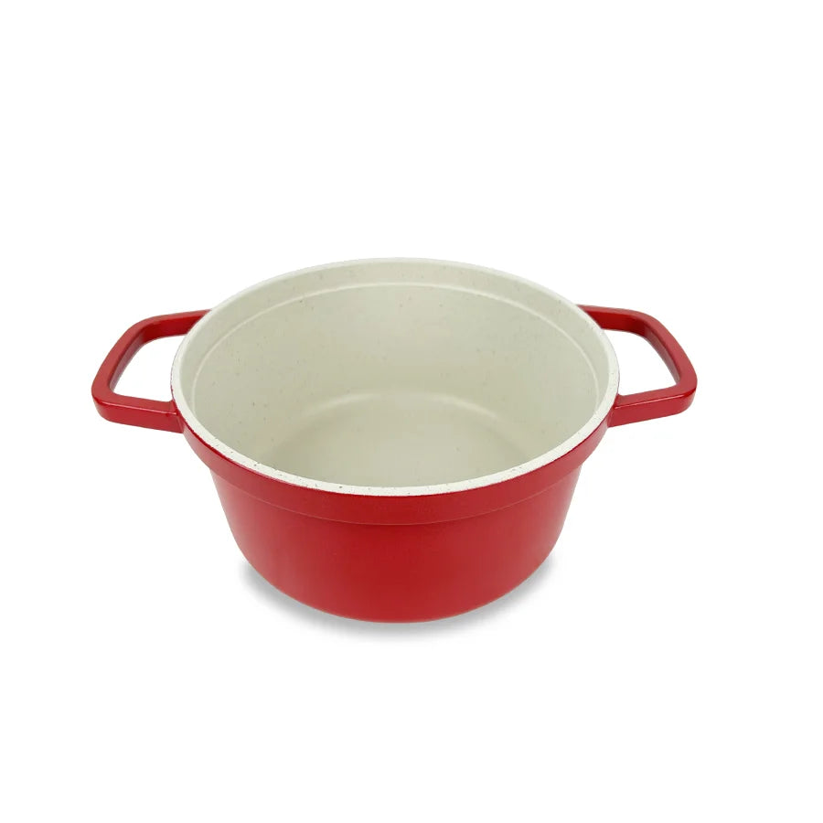 Red Stock Pot Enameled Cast Aluminum Dutch Oven for Bread Baking Soup with Lid Non-stick Braising Earthenware Pots Cookware