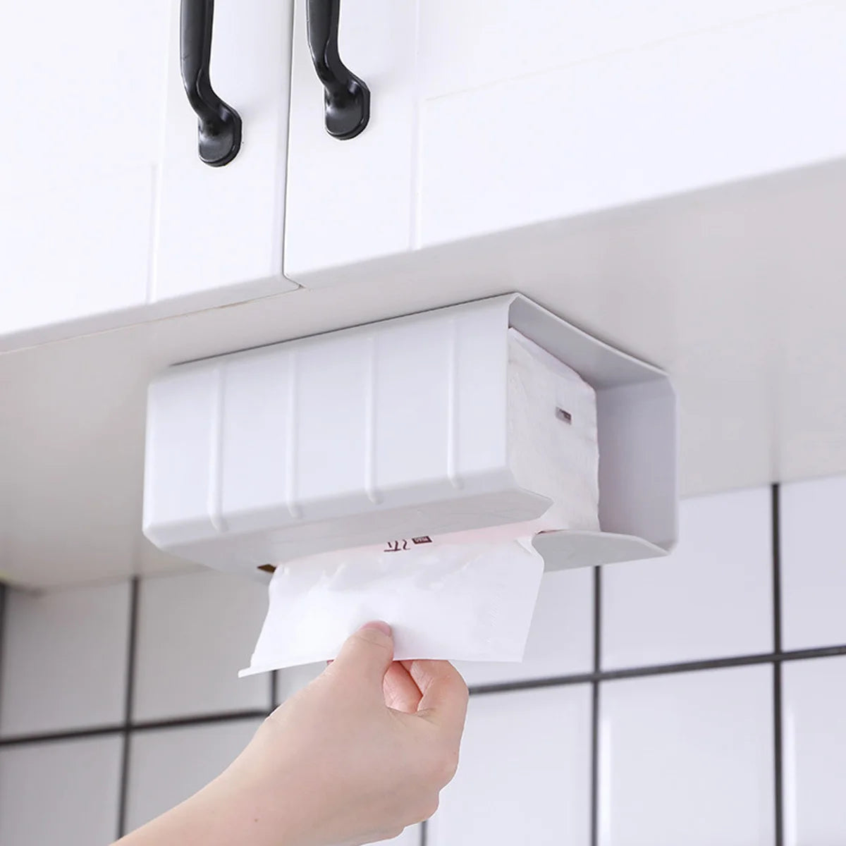 2020 Tissue Box Self Adhesive Tissue Box Napkin Holder Wall Mounted Garbage Bag Dispenser Rack Storage