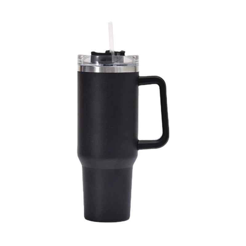 Amazon Hot Cup 40Oz Handle Vacuum Cup 304 Stainless Steel Large Capacity Cold-Keeping Straw Large Ice Cup