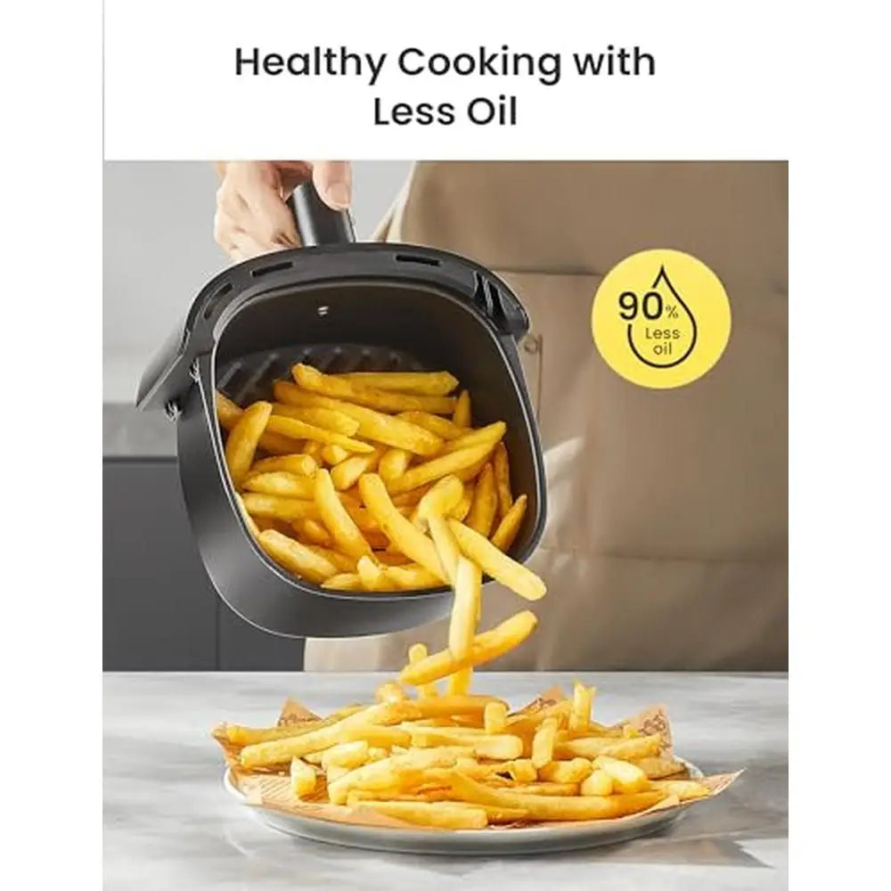 Compact 2.2QT Air Fryer 12 Menu Options Timer & Temp Control 180-400°F Dishwasher-Safe Rapid Air Circulation Tech Space Saving