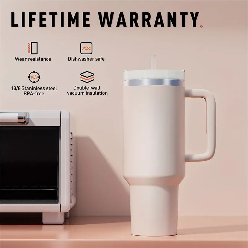 Stainless Steel Insulated Water Bottle / Thermal Coffee Travel Cup, Flask with Straw