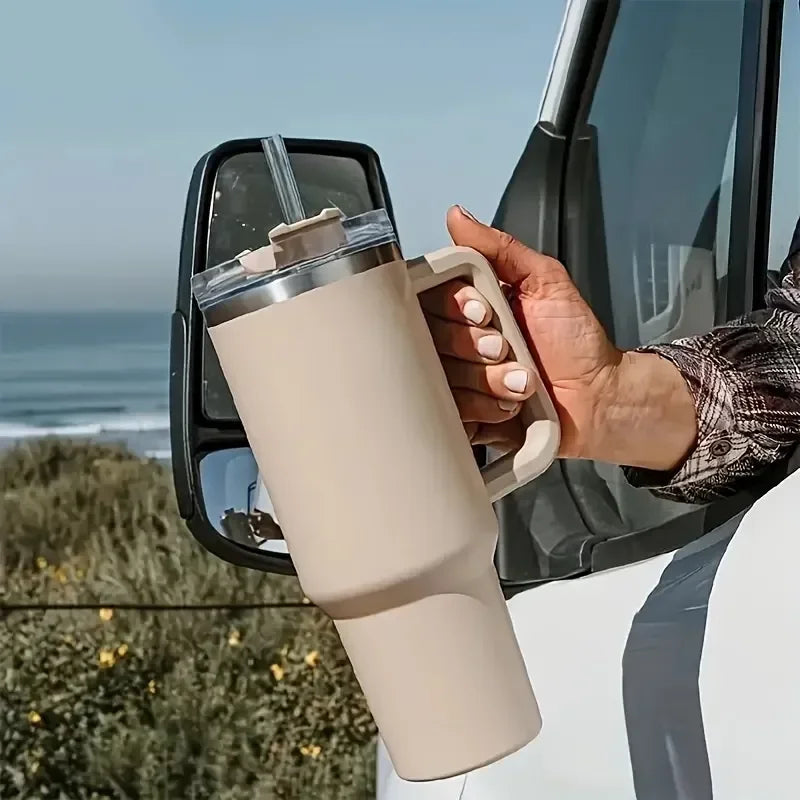 Stainless Steel Insulated Water Bottle / Thermal Coffee Travel Cup, Flask with Straw