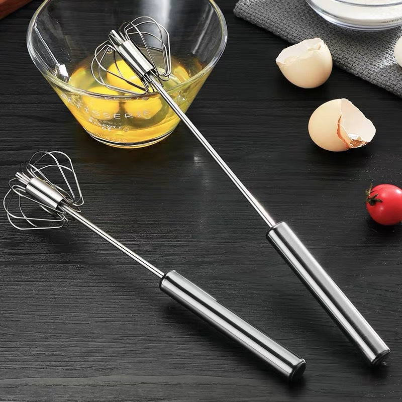Semi-Automatic Egg Beater 304 Stainless Steel Egg Whisk Manual Hand Mixer Self Turning Egg Stirrer Kitchen Tools