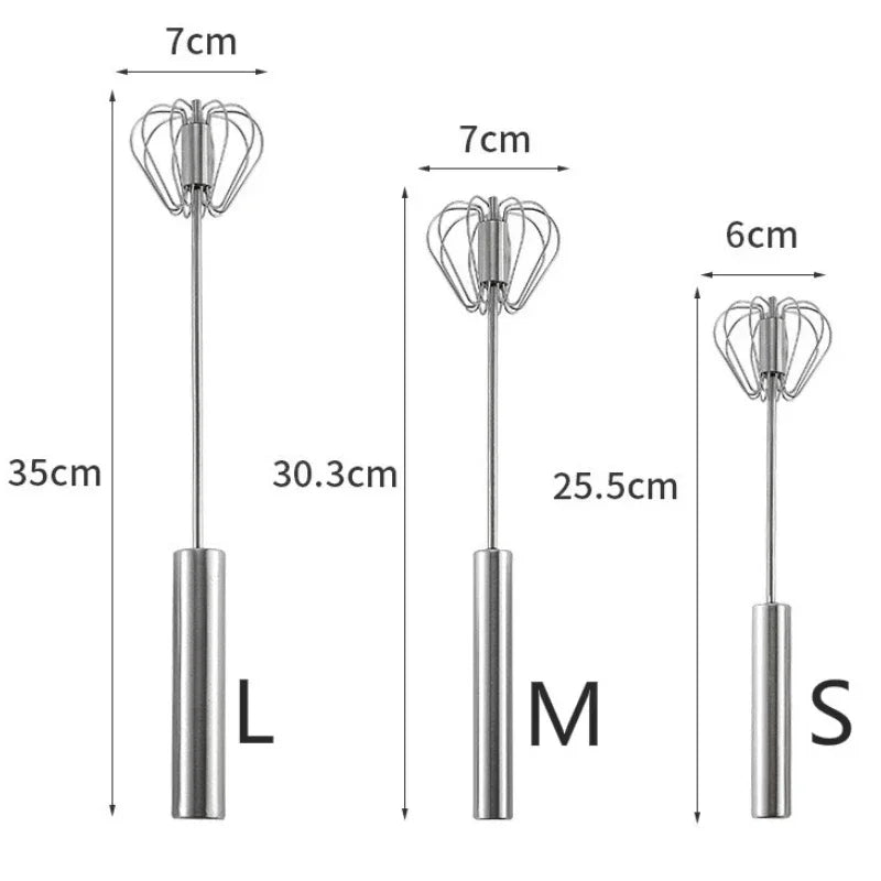 Semi-Automatic Egg Beater 304 Stainless Steel Egg Whisk Manual Hand Mixer Self Turning Egg Stirrer Kitchen Tools