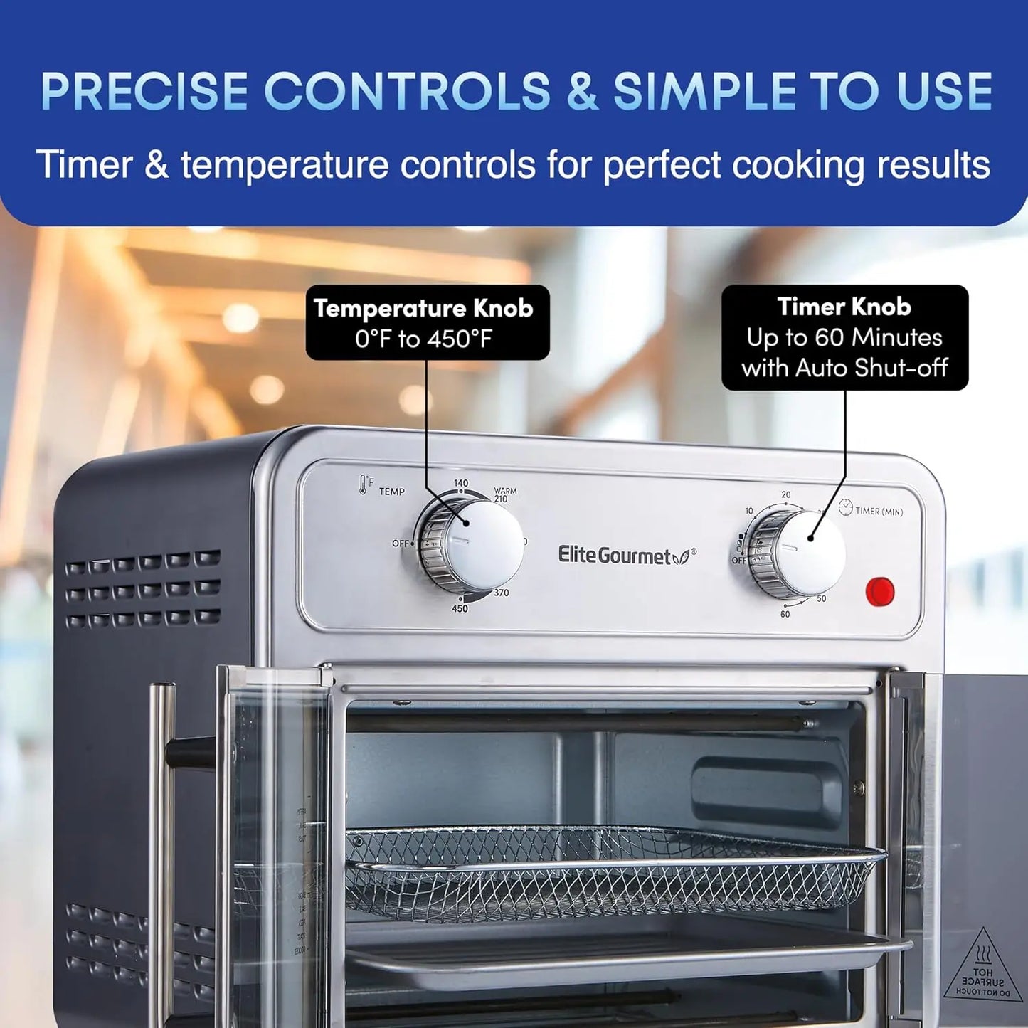 EAF1222SS Air Fryer Oven Double French Doors, Bake, Grill, Roast, Broil, Rotisserie, Toast, Warm, Air Fry, Dehydrate, 1500 Watts
