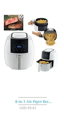 Compact 2.2QT Air Fryer 12 Menu Options Timer & Temp Control 180-400°F Dishwasher-Safe Rapid Air Circulation Tech Space Saving