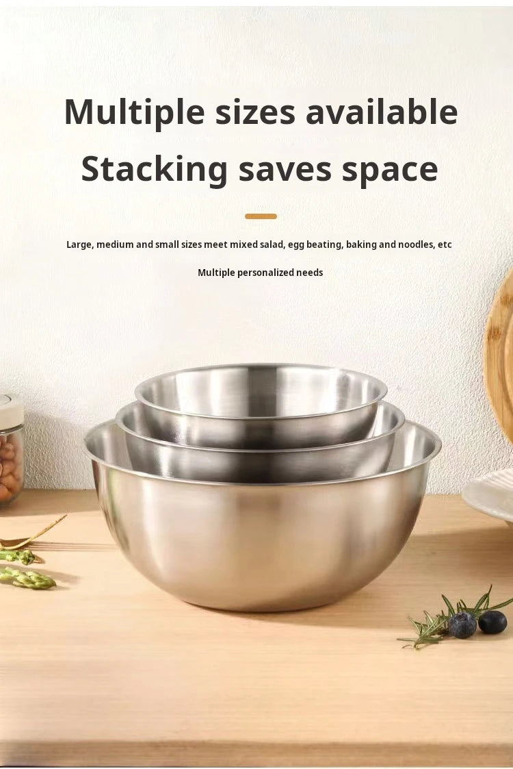 17-25cm Stainless Steel Gold And Silver Salad Bowl Rice Noodles Lamian Noodles Bowl Kitchen Tableware Food Container