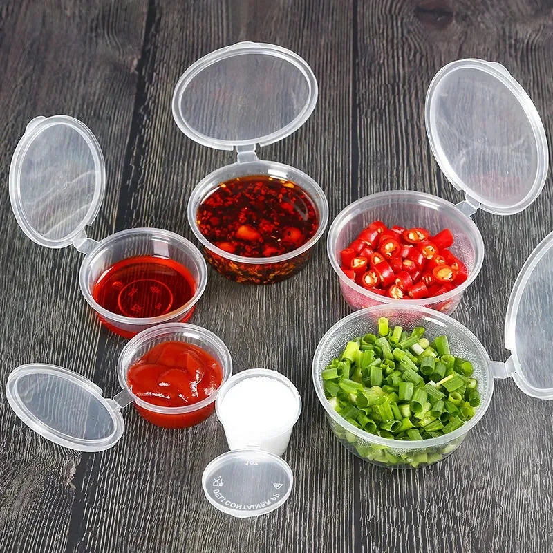 10PC Sealed Boxes with Lids Sauce/ Spice Storage - Disposable & Transparent