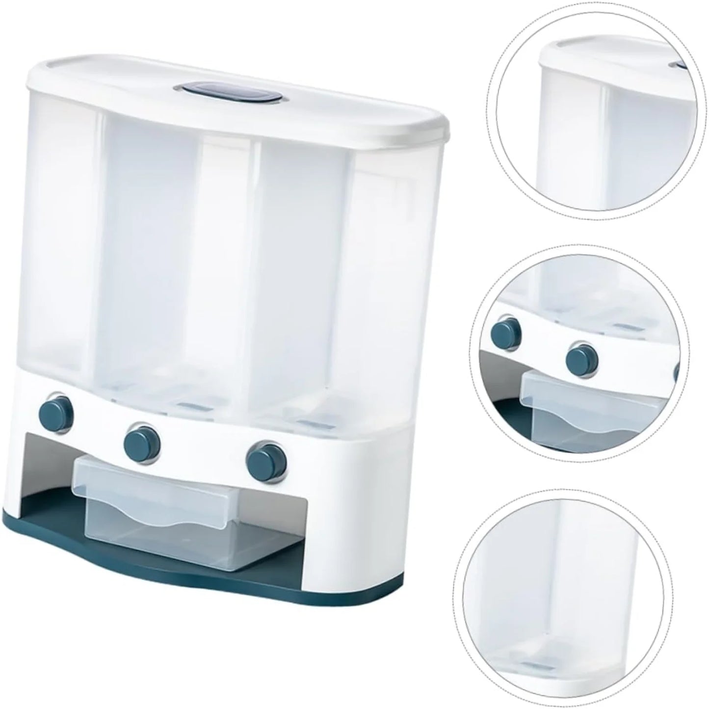 1pc Wall Hanging Sealed Rice Container for Kitchen - Multifunctional Dry Food Dispenser with Sealing Lid: clear viewing window for level check, airtight seal for freshness, ergonomic handle, easy wall-mount system, modular design for various grains.