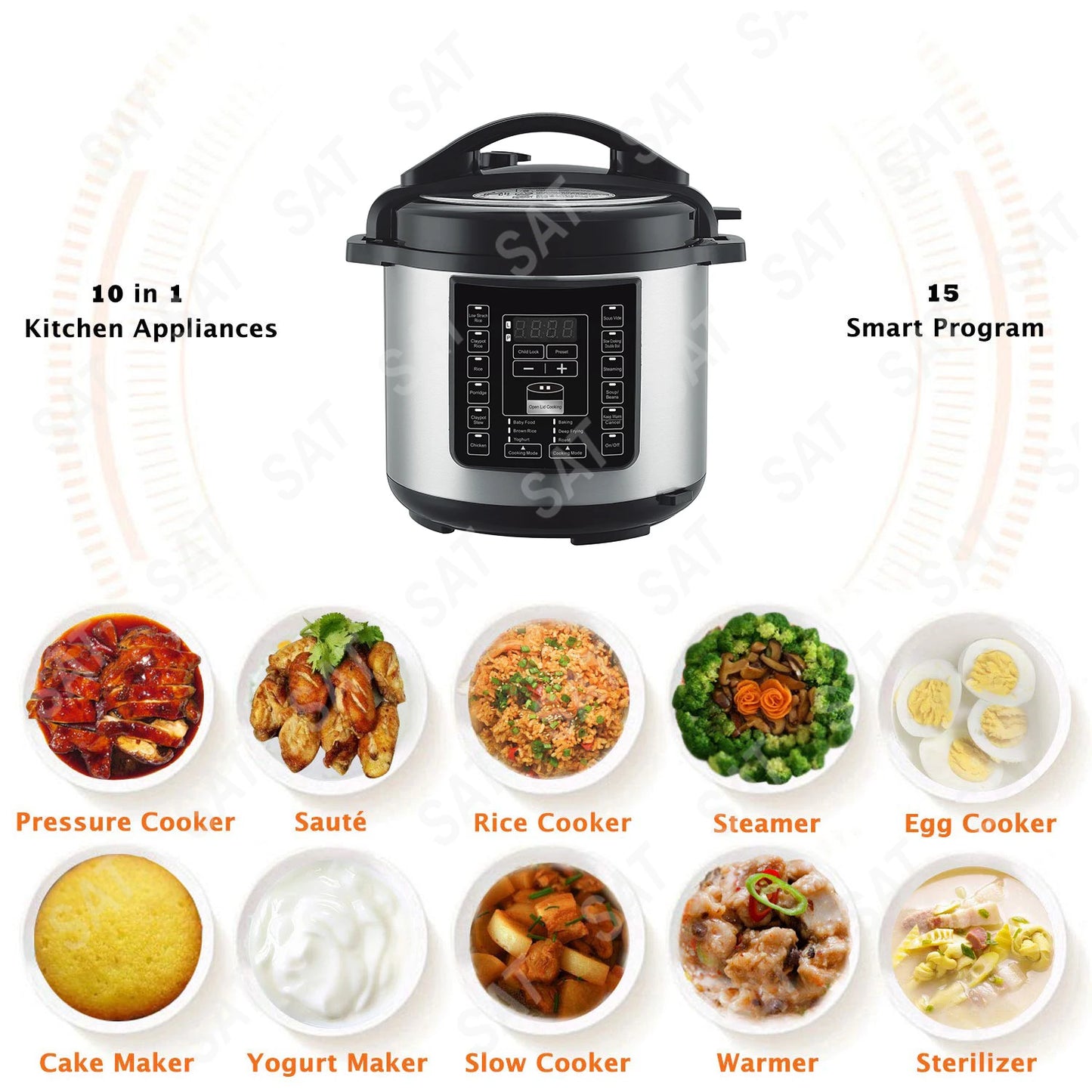 For Crock Pot Electric Pressure Cooker Stainless Steel Pot Electric 9 in 1 Electric Slow Cooker