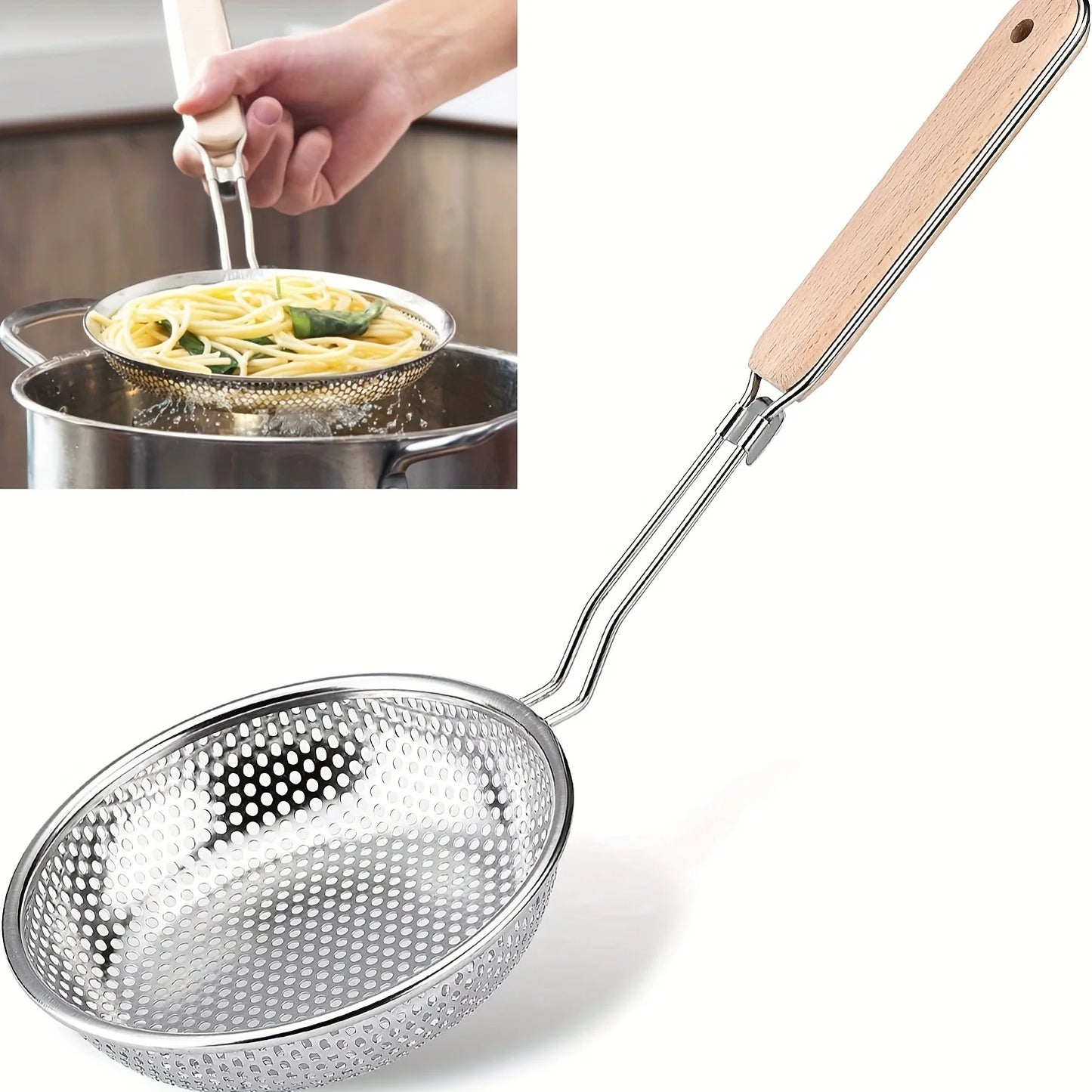 Hot Selling Thickened Stainless Steel Strainer, Household Lo Mein and Dumpling Strainer, Large Kitchen Fried Strainer