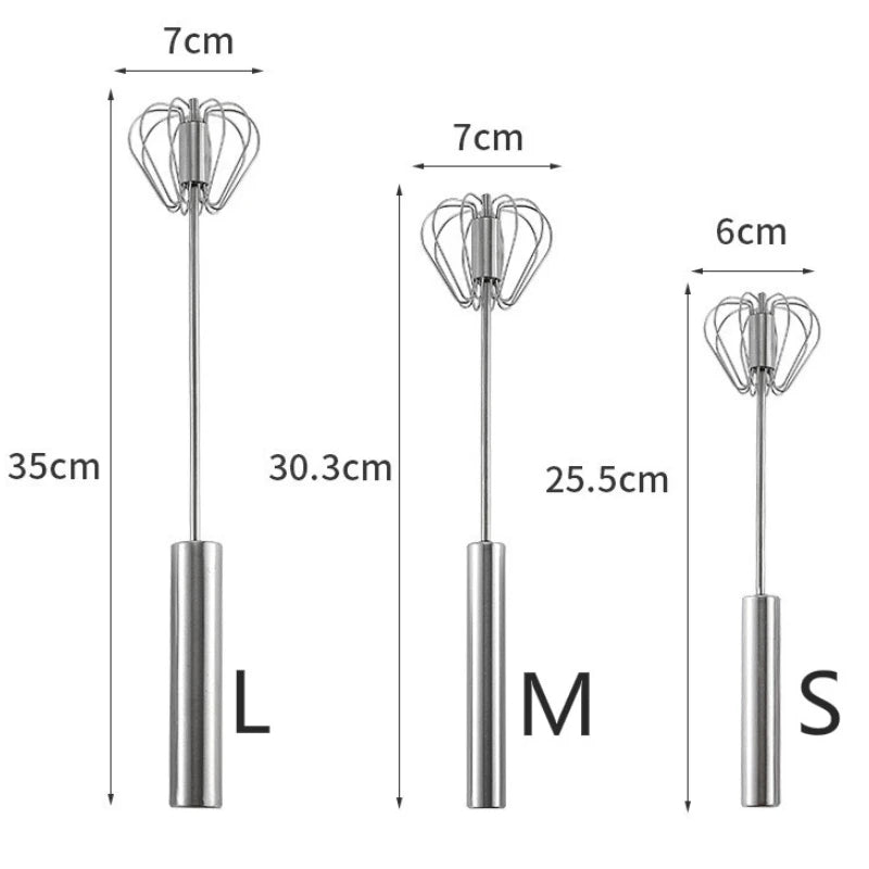 Semi-Automatic Egg Beater 304 Stainless Steel Egg Whisk Manual Hand Mixer Self Turning Egg Stirrer Kitchen Tools