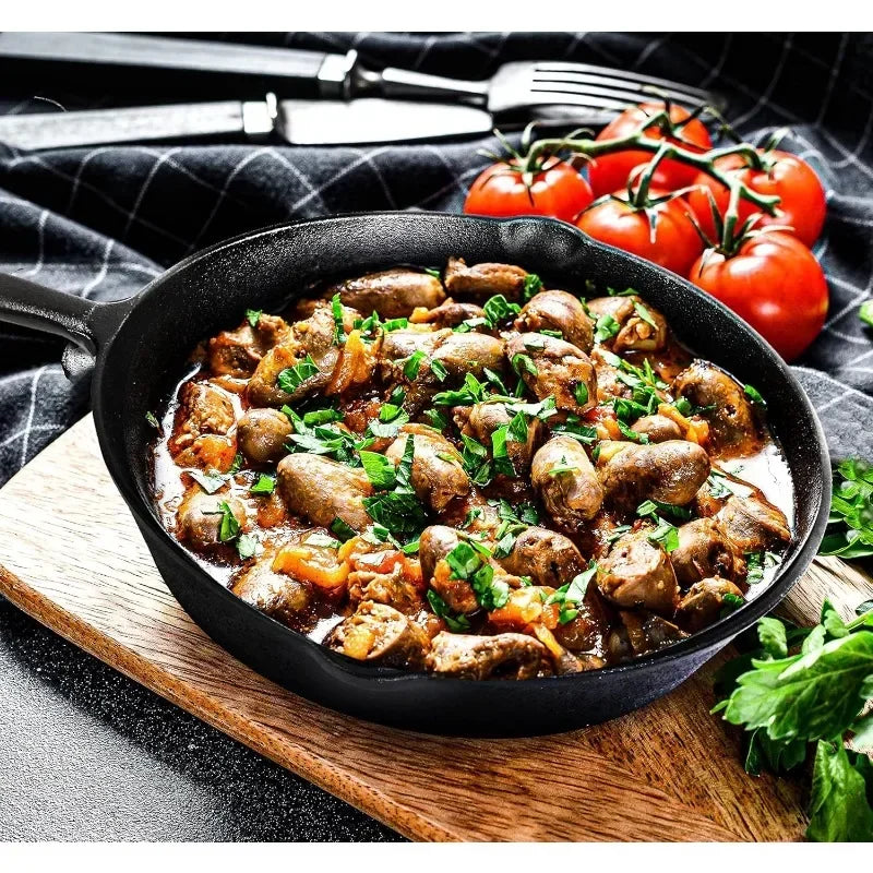 Cast Iron Cookware Cast Iron Fry Pans Pre-Seasoned Pan Cookware Set Use in the Oven, on the Stove and Grill, or Over a Campfire