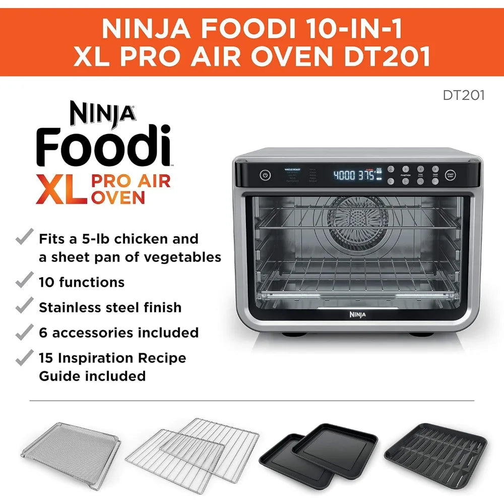 DT201 Foodi 10-in-1 XL Pro Air Fry Digital Countertop Convection Toaster Oven with Dehydrate and Reheat, 1800 Watts