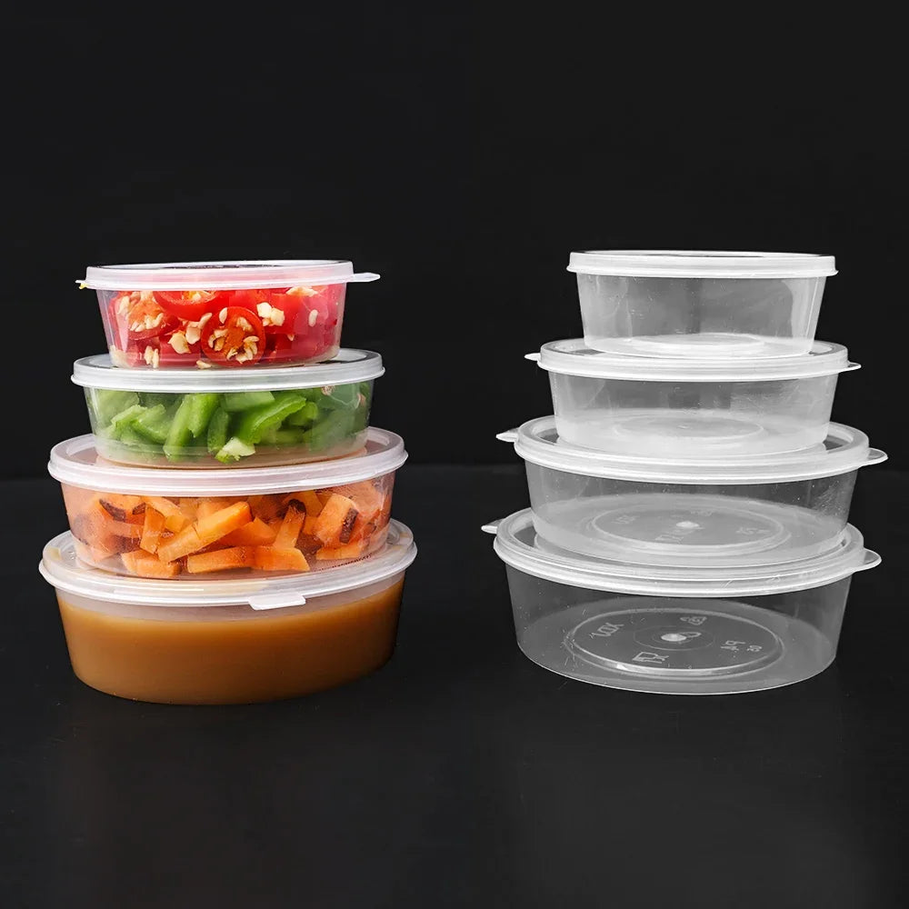 10PC Sealed Boxes with Lids Sauce/ Spice Storage - Disposable & Transparent
