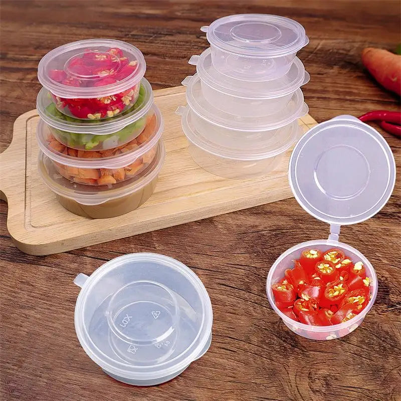 10PC Sealed Boxes with Lids Sauce/ Spice Storage - Disposable & Transparent