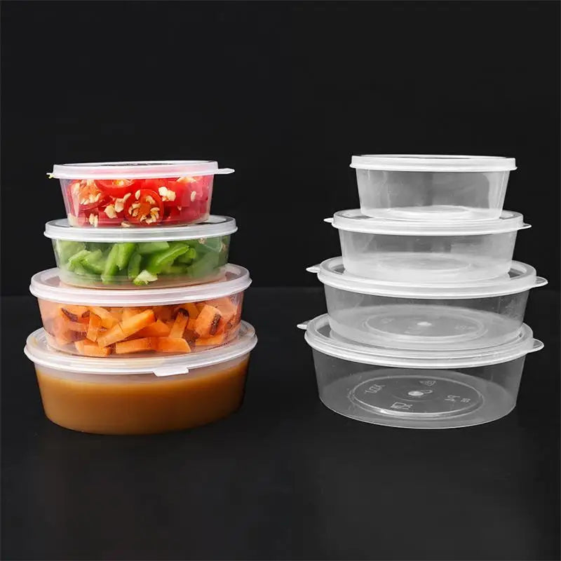 10PC Sealed Boxes with Lids Sauce/ Spice Storage - Disposable & Transparent