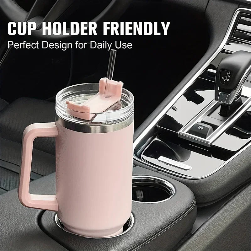 Stainless Steel Insulated Water Bottle / Thermal Coffee Travel Cup, Flask with Straw