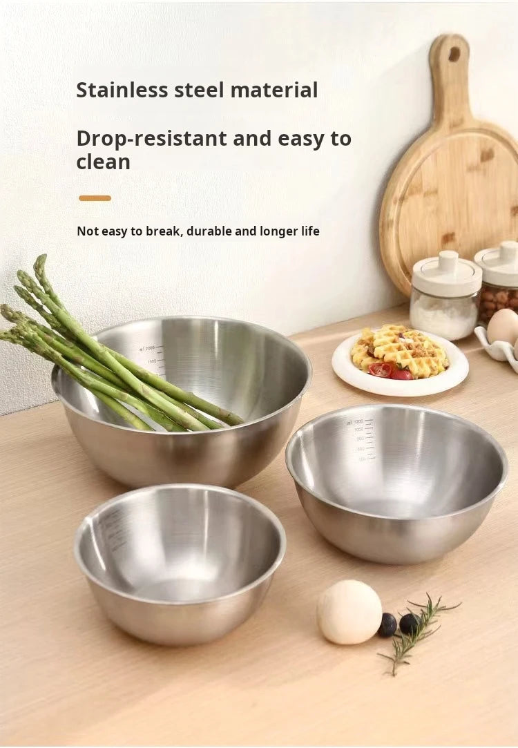 17-25cm Stainless Steel Gold And Silver Salad Bowl Rice Noodles Lamian Noodles Bowl Kitchen Tableware Food Container