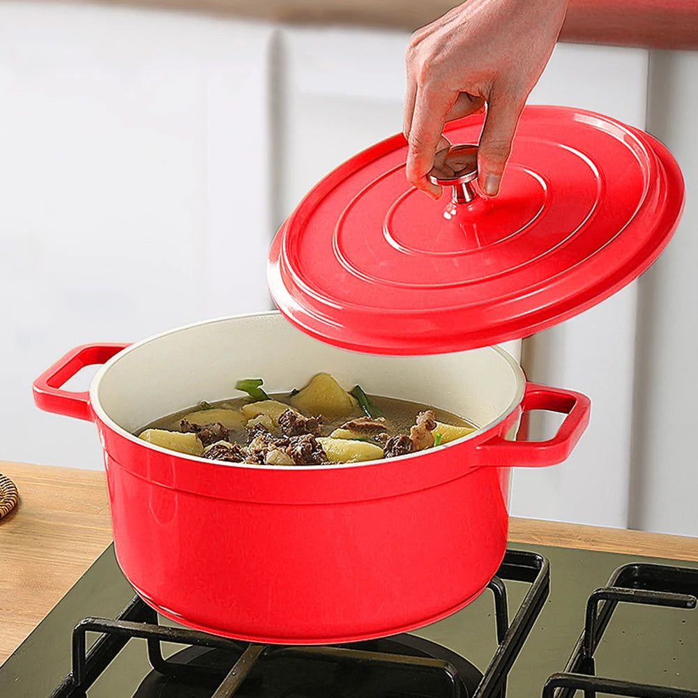 Enameled Cast Aluminum Dutch Oven with Lid Home Kitchen Enamel Stock Pot Dutch Oven Cast Aluminum Pot Multifunctional Cookware