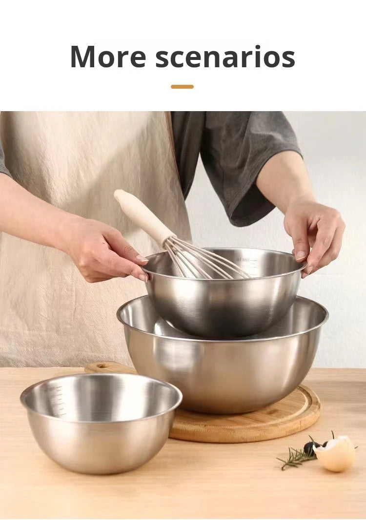 17-25cm Stainless Steel Gold And Silver Salad Bowl Rice Noodles Lamian Noodles Bowl Kitchen Tableware Food Container