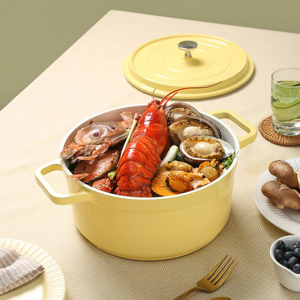 Enameled Cast Aluminum Dutch Oven with Lid Home Kitchen Enamel Stock Pot Dutch Oven Cast Aluminum Pot Multifunctional Cookware