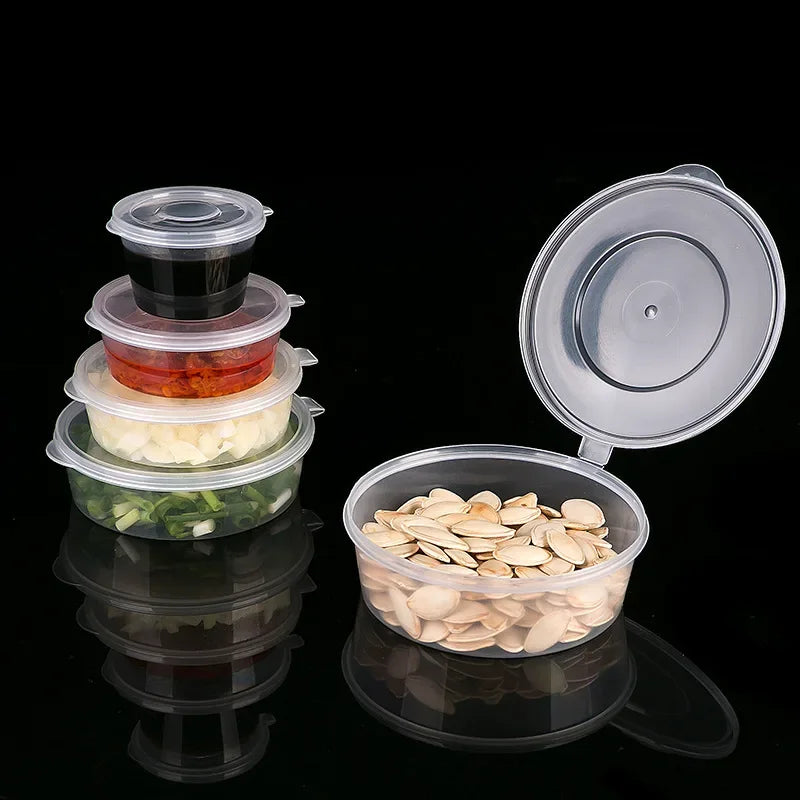 10PC Sealed Boxes with Lids Sauce/ Spice Storage - Disposable & Transparent