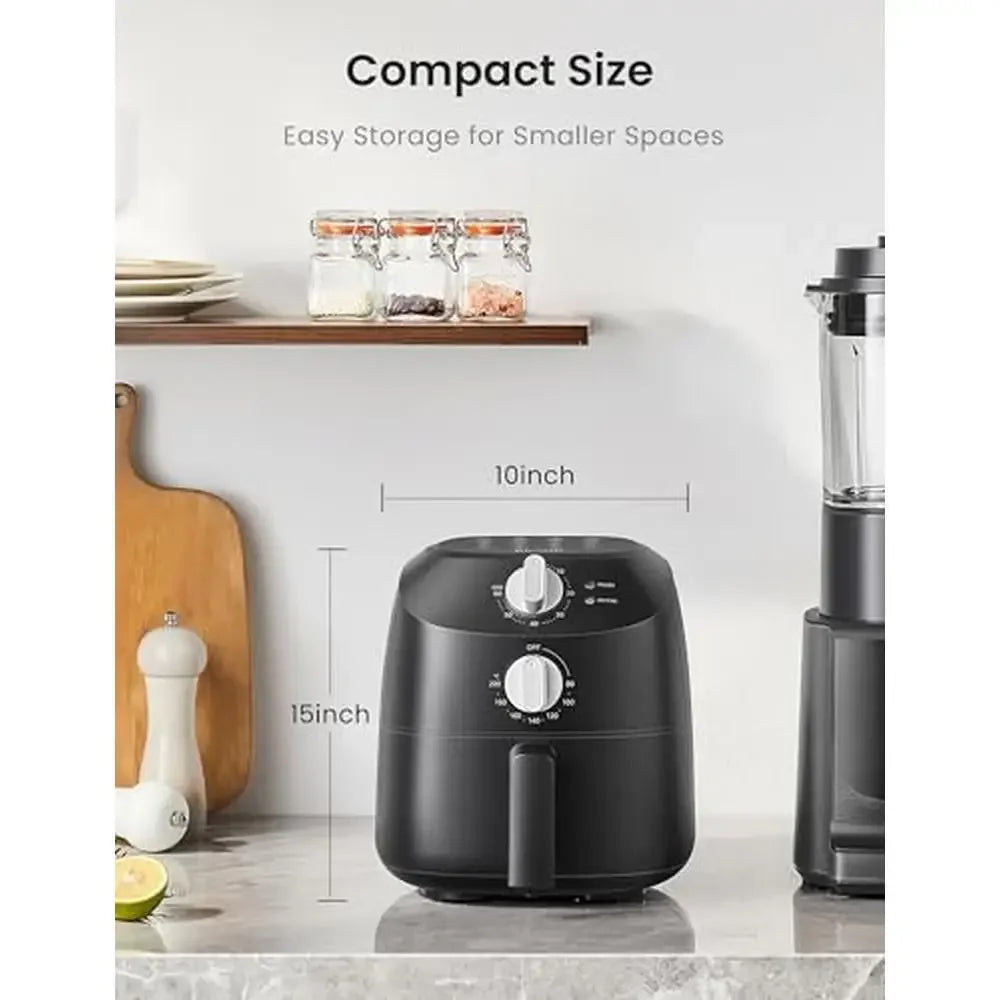 Compact 2.2QT Air Fryer 12 Menu Options Timer & Temp Control 180-400°F Dishwasher-Safe Rapid Air Circulation Tech Space Saving
