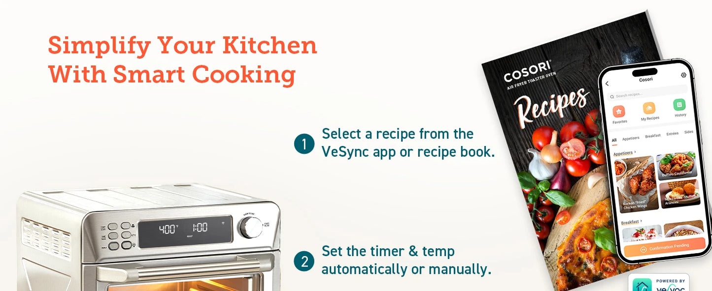 COSORI Toaster Oven Air Fryer Combo, 12-in-1, 26QT Convection Oven Countertop, Stainless Steel with Toast Bake and Broil