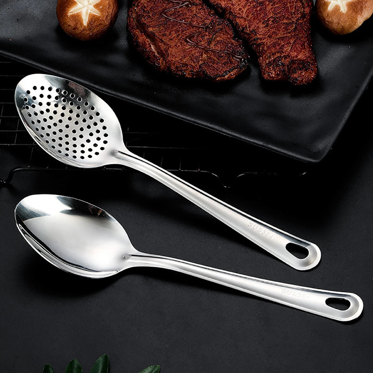 304 Stainless Steel Strainer Spoon Colander Ladle Filter Strainer Food Skimmer Useful Things For Kitchen Gadgets Kitchenware