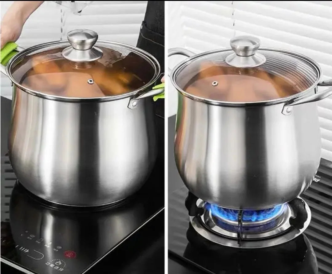 24cm Stainless Steel Soup Pot Large Capacity Home Cooking Pot Stew Chicken Induction Cooker Gas Stove Universal Kitchen Cookware