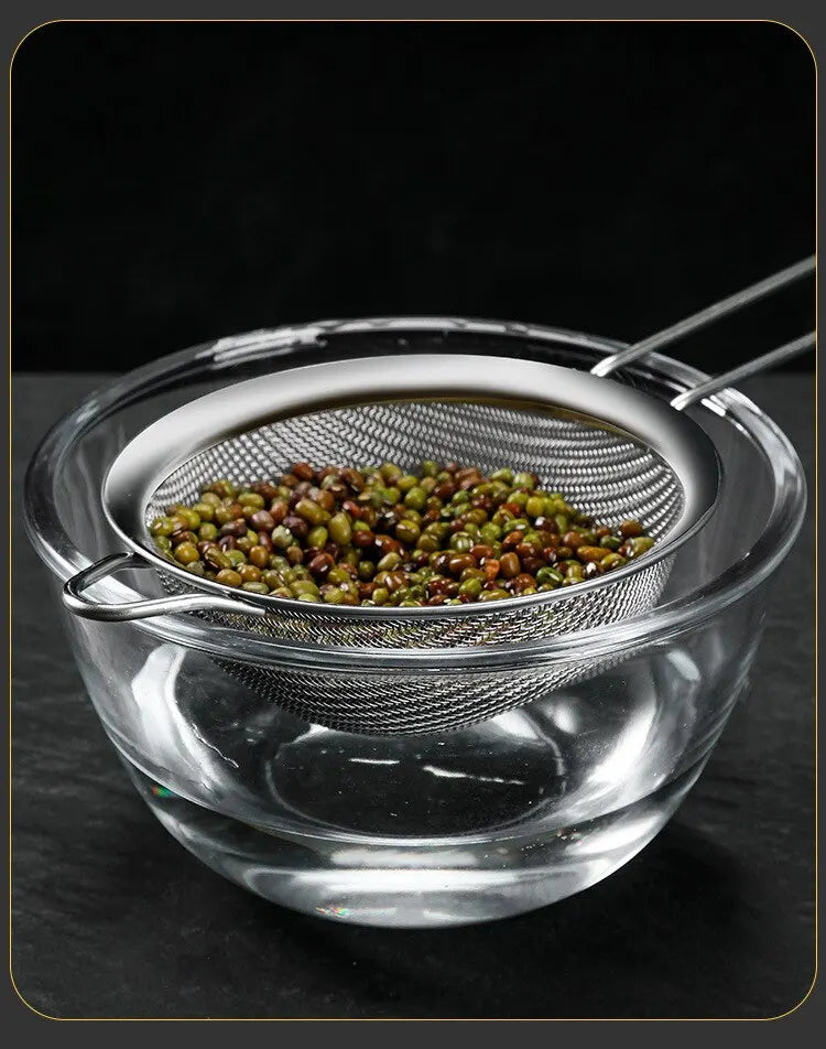 Set of 3 Fine Mesh Strainer Stainless Steel Fine Skimmer Food Strainer with Long Handle Kitchen Tool