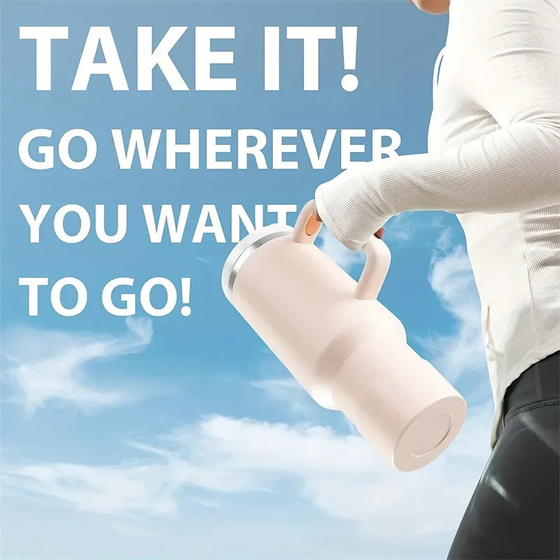 Stainless Steel Insulated Water Bottle / Thermal Coffee Travel Cup, Flask with Straw