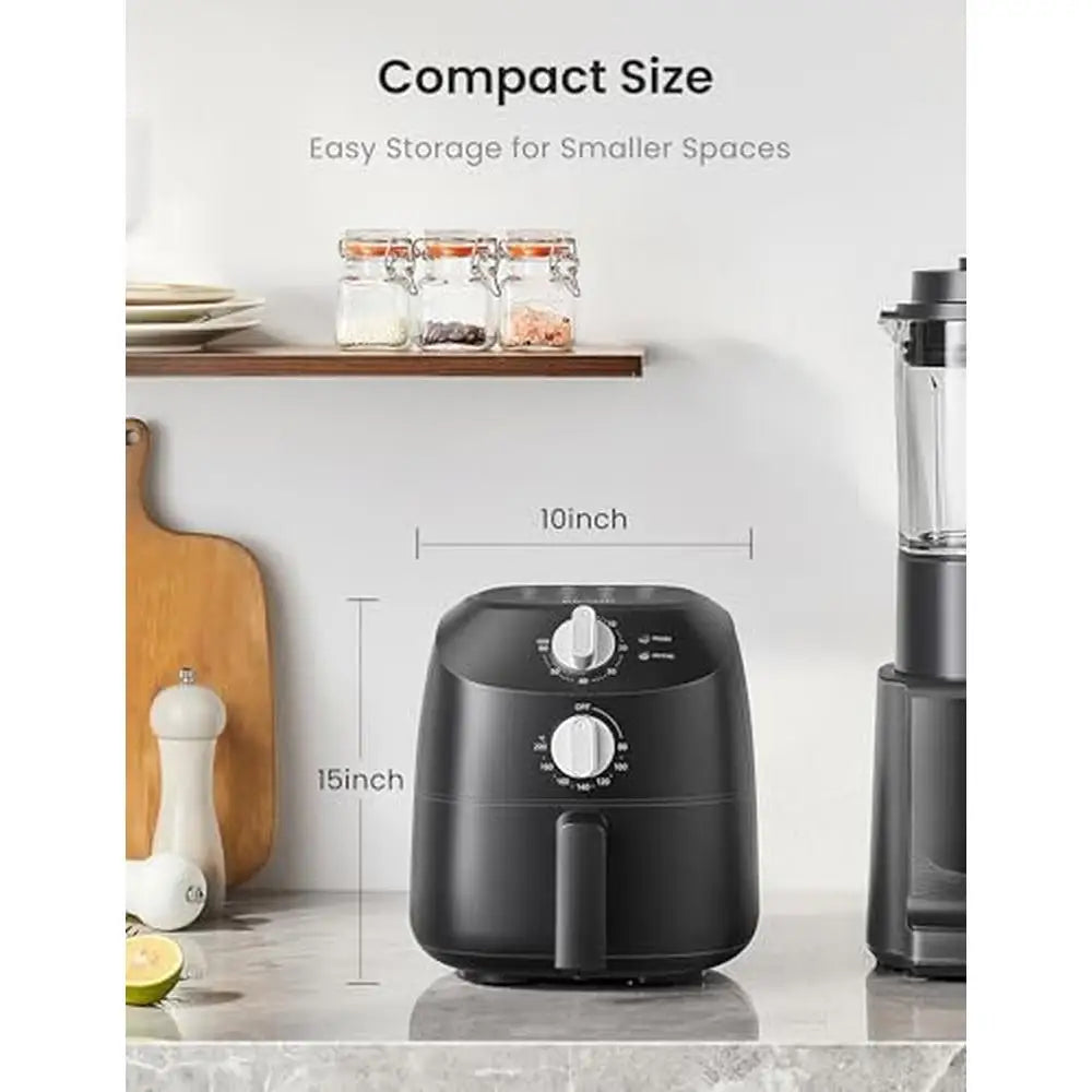 Compact 2.2QT Air Fryer 12 Menu Options Timer & Temp Control 180-400°F Dishwasher-Safe Rapid Air Circulation Tech Space Saving
