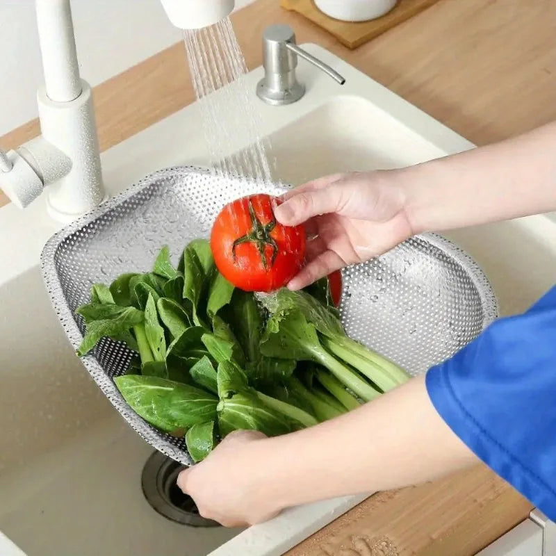 1PC Stainless Steel Colander Strainer Sieve Kitchen Rice Washer Fine Mesh Food Strainers Colander Vegetables Fruits Draining