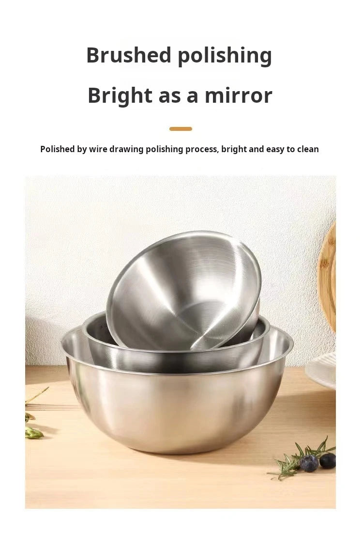 17-25cm Stainless Steel Gold And Silver Salad Bowl Rice Noodles Lamian Noodles Bowl Kitchen Tableware Food Container