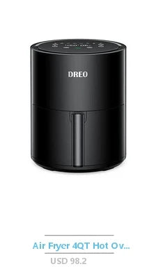 Compact 2.2QT Air Fryer 12 Menu Options Timer & Temp Control 180-400°F Dishwasher-Safe Rapid Air Circulation Tech Space Saving