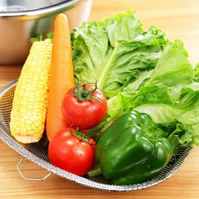 1PC Stainless Steel Colander Strainer Sieve Kitchen Rice Washer Fine Mesh Food Strainers Colander Vegetables Fruits Draining