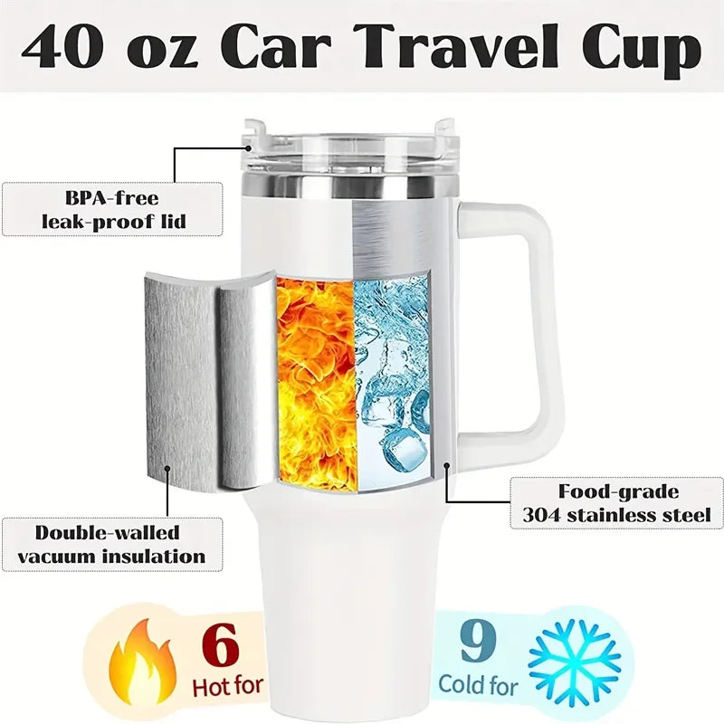 Stainless Steel Insulated Water Bottle / Thermal Coffee Travel Cup, Flask with Straw