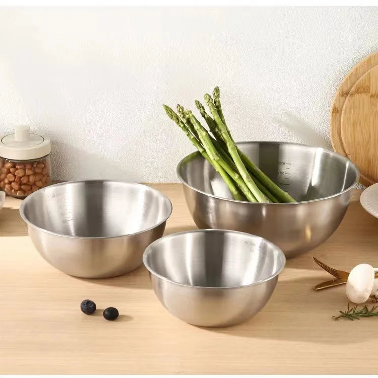 17-25cm Stainless Steel Gold And Silver Salad Bowl Rice Noodles Lamian Noodles Bowl Kitchen Tableware Food Container