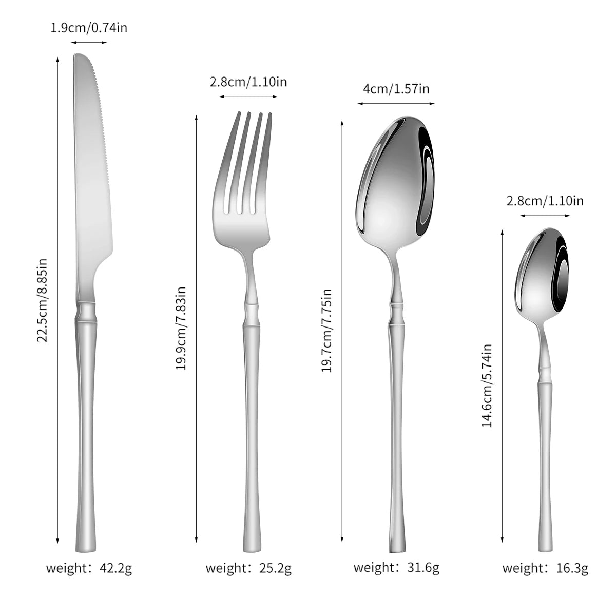 4/6/16/24pcs Silver stainless steel cutlery Steak knife and fork dessert spoon spoon and teaspoon Home restaurant cutlery set