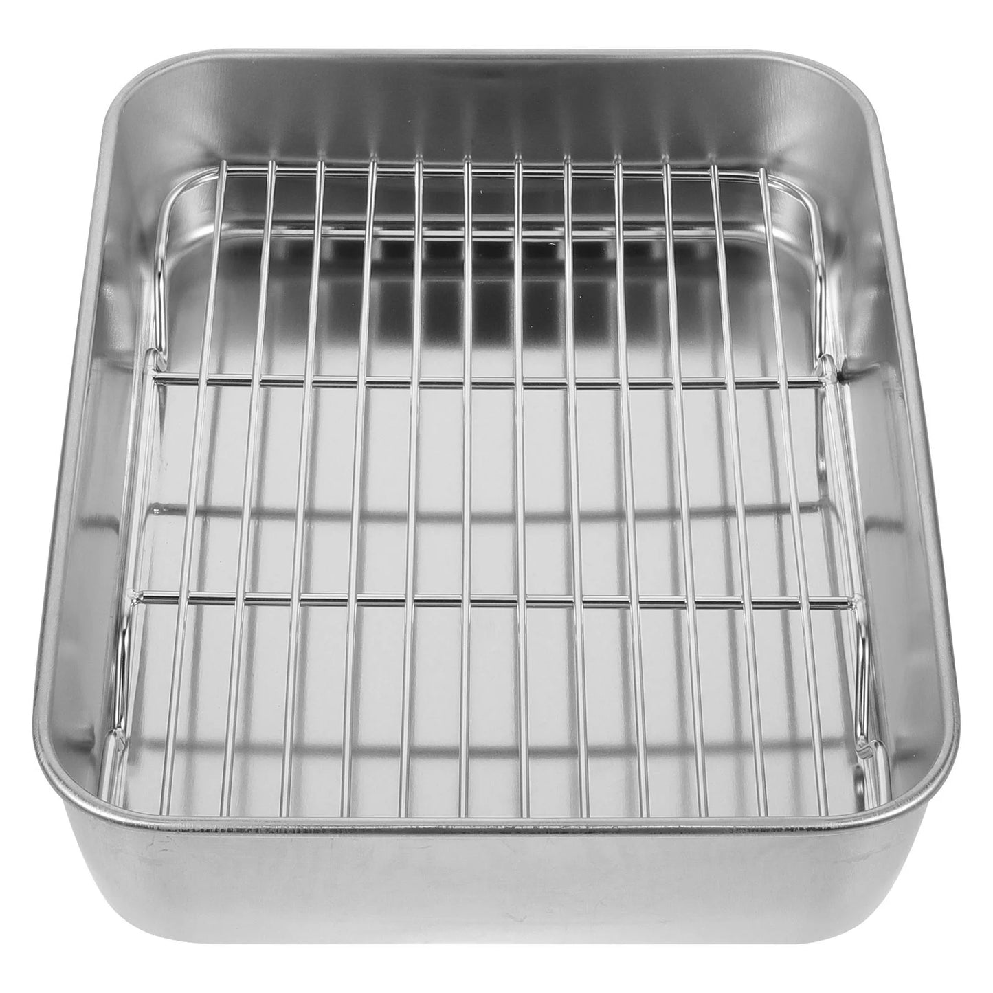 Grill Pan with Grid Oven Tray Barbecue Bakeware Fruit Rack Stainless Steel Baking Griddle