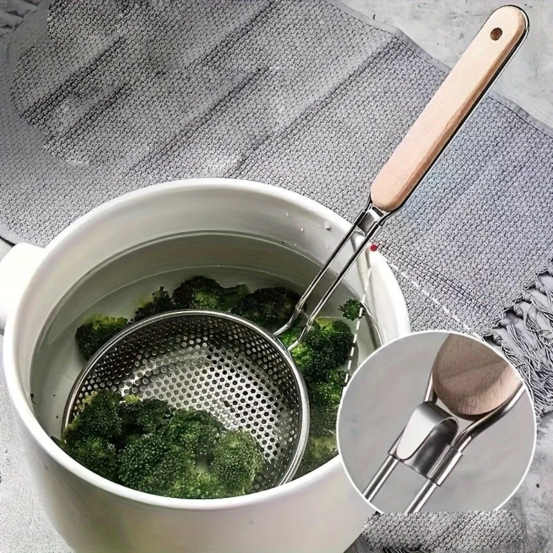 Hot Selling Thickened Stainless Steel Strainer, Household Lo Mein and Dumpling Strainer, Large Kitchen Fried Strainer