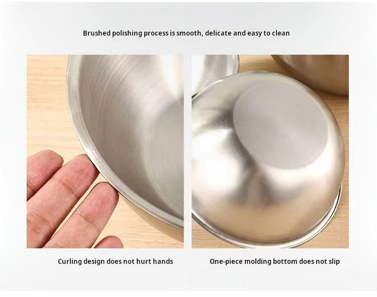17-25cm Stainless Steel Gold And Silver Salad Bowl Rice Noodles Lamian Noodles Bowl Kitchen Tableware Food Container