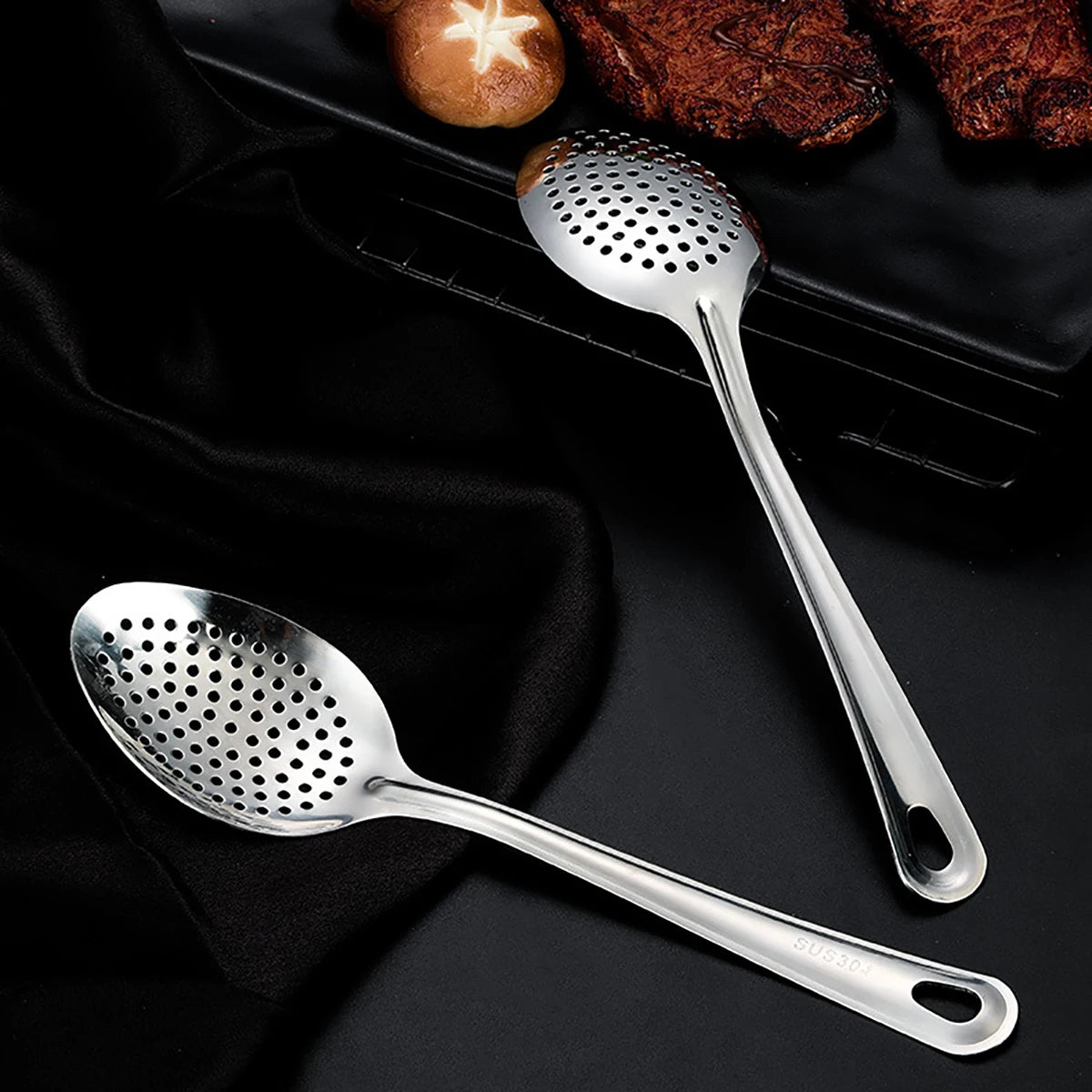304 Stainless Steel Strainer Spoon Colander Ladle Filter Strainer Food Skimmer Useful Things For Kitchen Gadgets Kitchenware