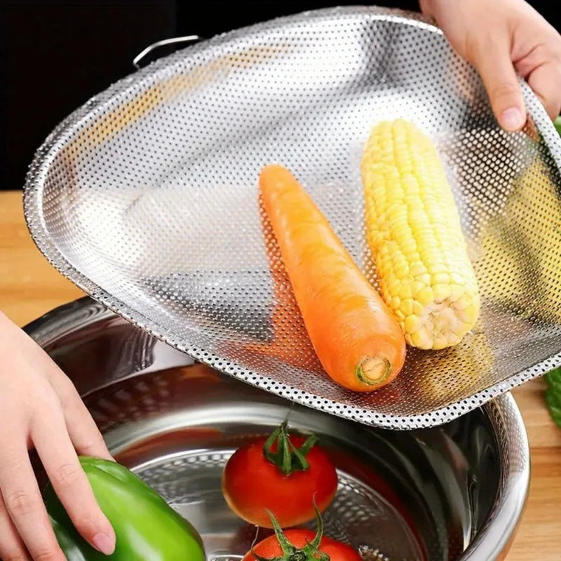 1PC Stainless Steel Colander Strainer Sieve Kitchen Rice Washer Fine Mesh Food Strainers Colander Vegetables Fruits Draining